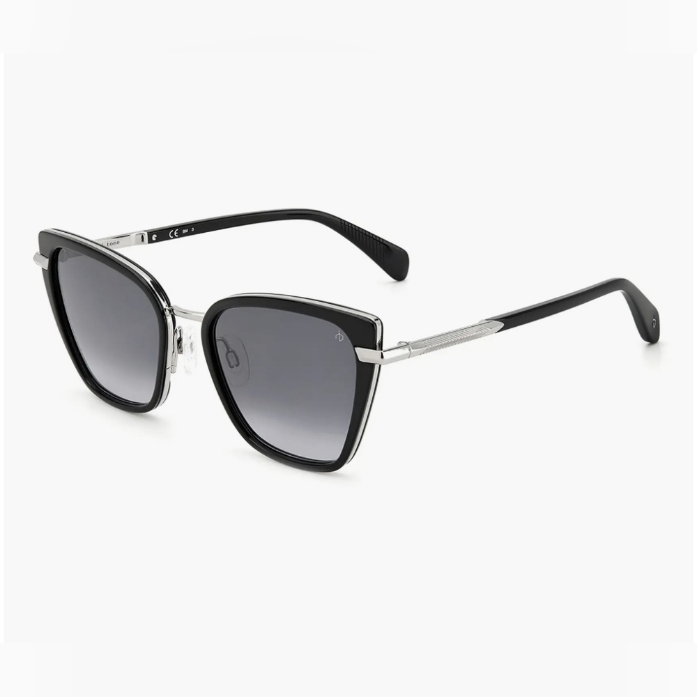 Rag & Bone Black and Silver 56mm Gradient Cat Eye Sunglasses